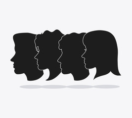 people woman man male female head person human profile silhouette icon. Flat and Isolated design. Vector illustration
