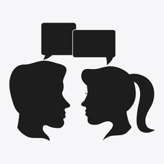 people bubble woman man male female head person human profile silhouette icon. Flat and Isolated design. Vector illustration