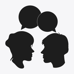 people bubble woman man male female head person human profile silhouette icon. Flat and Isolated design. Vector illustration