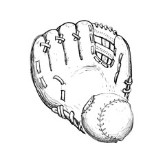 ball glove baseball sport competition game hobby icon. Sketch and Isolated design. Vector illustration