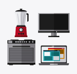 blender tv stove laptop appliances supplies electronic home icon. Colorful and flat design. Vector illustration