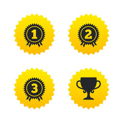 First, second and third place icons. Award medal