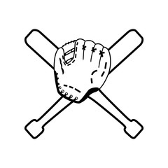 glove bat baseball sport competition game hobby icon. Flat and Isolated design. Vector illustration