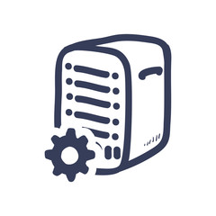 data center gear base web hosting silhouette icon. Flat and Isolated design. Vector illustration