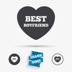 Best boyfriend sign icon. Heart love symbol.