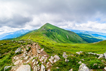 The highest mountain of Ukraine Hoverla 2061 m. Chornogora ridge, Ukraine. - 119455494