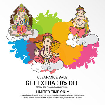 Ganesha chaturthi festival greeting card.