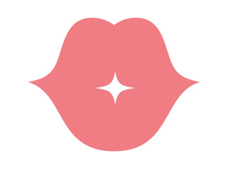 mouth lips kiss cartoon female sexy part body con. Flat and isolated design. Vector illustration