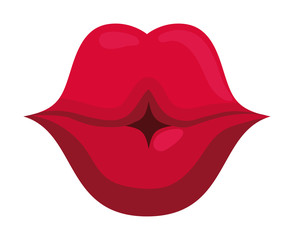 mouth lips kiss cartoon female sexy part body con. Flat and isolated design. Vector illustration