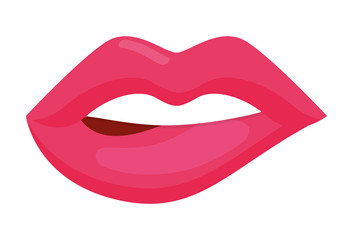 mouth lips teeth cartoon female sexy part body con. Flat and isolated design. Vector illustration