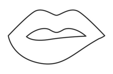 mouth silhouette lips cartoon female sexy part body con. Flat and isolated design. Vector illustration