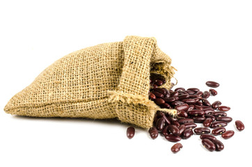 Fototapeta na wymiar Red beans with sack