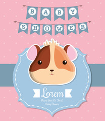 hamster animal cartoon baby shower card celebration party icon. Colorful and flat design. Vector illustration