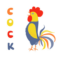 Cute cockerel on a white background.