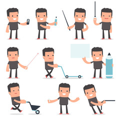 Set of Happy and Intelligent Bully Freelancer making presentatio