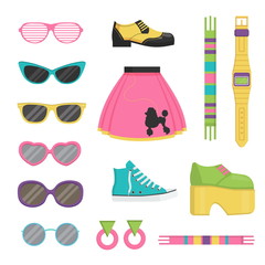 Vintage fashion accessories and outfit set