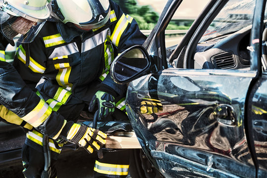 Firefighters Opening a Car, Exercise