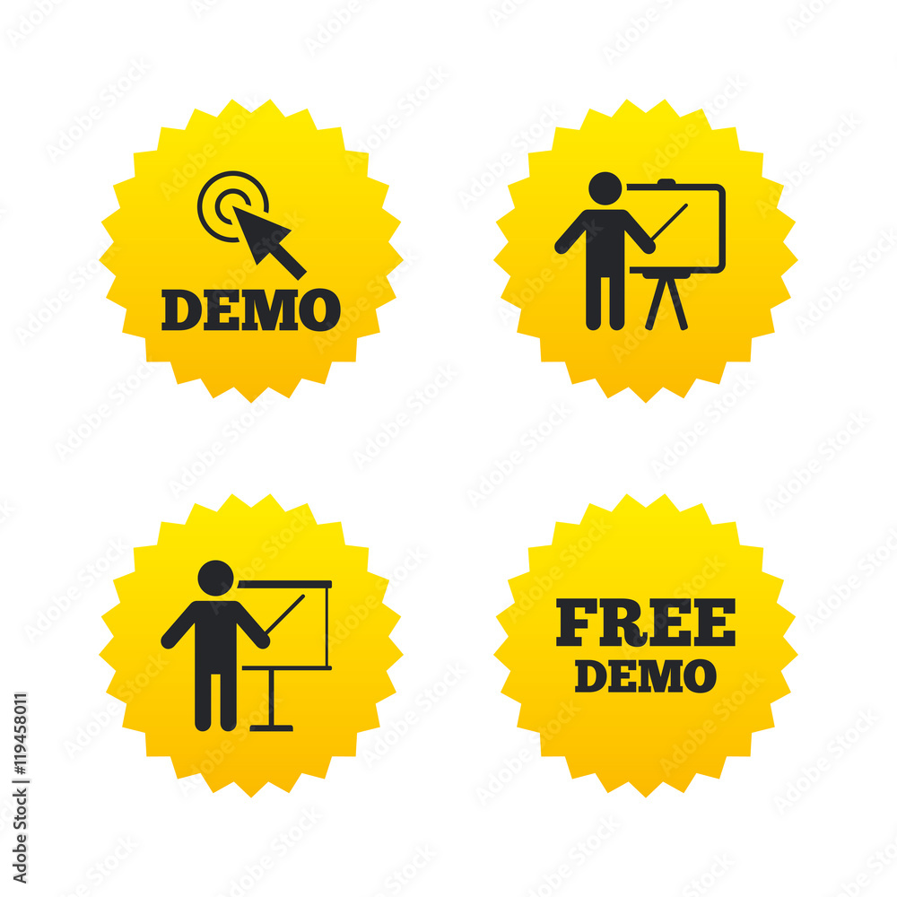 Poster demo with cursor icon. presentation billboard
