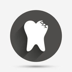 Broken tooth sign icon. Dental care symbol.