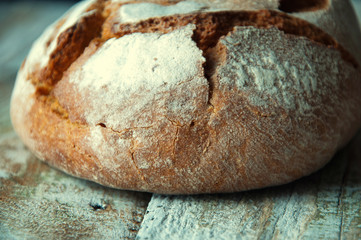 Bread on a wooden white table