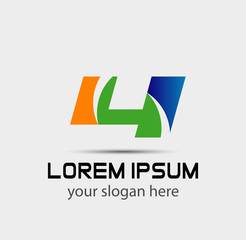 Fototapeta premium Number logo design.Number four logo.Logo 4 vector template 