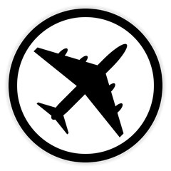 Airplane button on white.