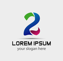 Number 2 logo. Vector logotype design
