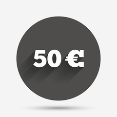 50 Euro sign icon. EUR currency symbol.