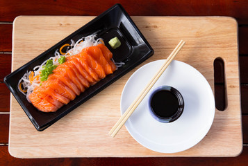 Fresh salmon sashimi