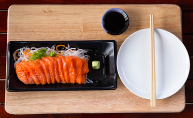 Fresh salmon sashimi