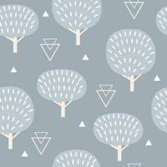 Seamless pattern in modern Scandinavian style. Vector geometry background of north nature. - obrazy, fototapety, plakaty