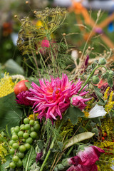Fototapeta premium handmade beautiful bouquets from flowers and herbs