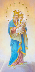 Obrazy  Rzym, Włochy - 12 marca 2016: fresk Madonny na ołtarzu głównym przez nieznanego artystę od początku 20. centów. w kościele Kościół Najświętszej Marii Panny Serca Jezusowego.