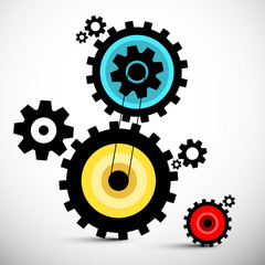 Gears Illustration. Colorful Vector Cogs.