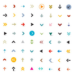 Arrows Vector. Colorful Arrow Set Isolated on White Background.