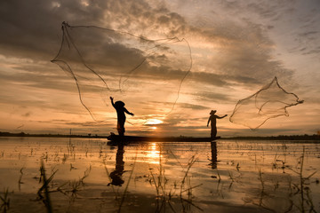 Fishing with nets.