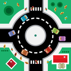 Naklejka premium Top View Vector Roundabout.