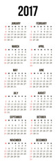 Vector Simple 2017 year calendar