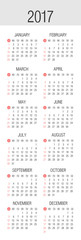 Vector Simple 2017 year calendar