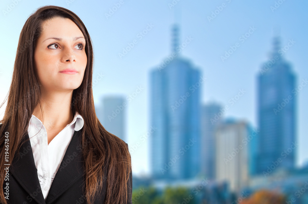 Wall mural portrait of a young business woman