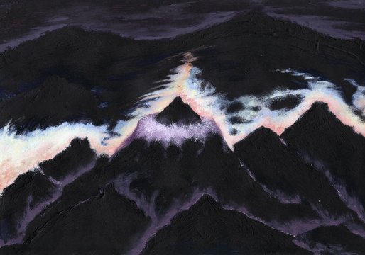 Fototapeta Painting of blacks mountains in the night