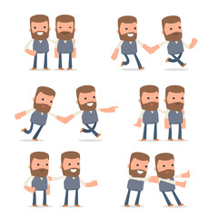 Set of  Good and Careful Character Copywriter in helps poses