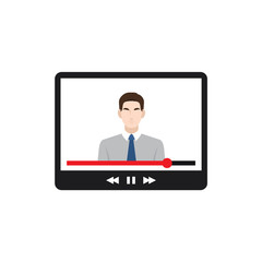 Human resource and recruitment icons set. Employment - video screening. Vector illustration.