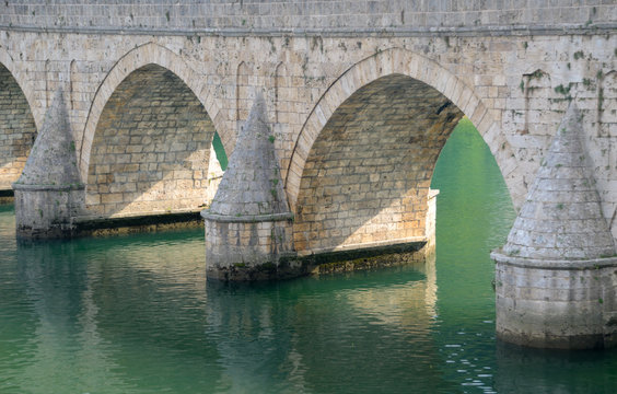 "The Mehmed Pasha Sokolovic Bridge"over Drina river in Visegrad,