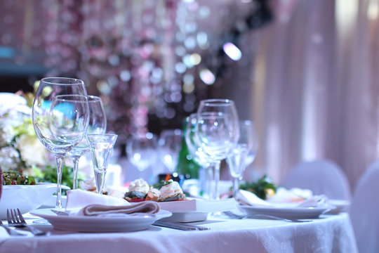 wineglass on a table in a restaurant