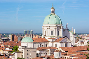 Brescia - The Duomo cupola over the town in morning light.