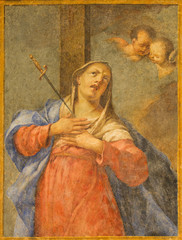 BRESCIA, ITALY - MAY 21, 2016: The Lady of Sorrow fresco (Madonna Adolorata) in church Chiesa di San Giuseppe by Romanino ( 1484 - 1566).