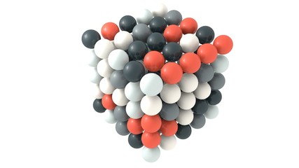 multicolor reflective spheres form a cube 3d render