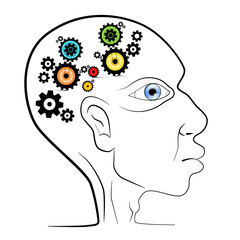 Abstract Vector Human Head with Cogs - Gears