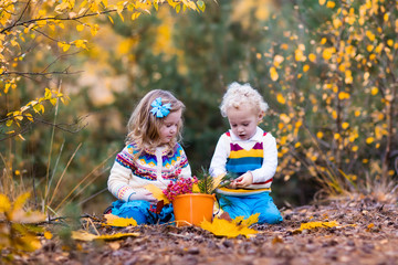 Kids playing in autumn park